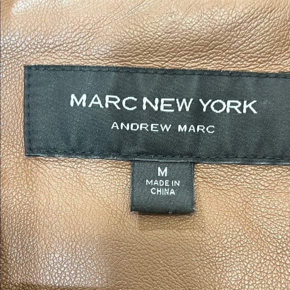 Marc New York Tan Leather Jacket with Classic Lapel - Picture 4 of 4